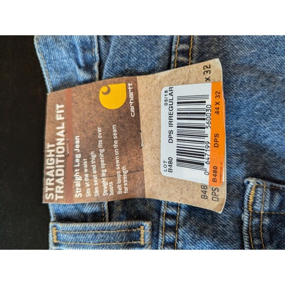 Carhartt Straight Fit Blue Jeans Stonewash Mens Size 44x32 New NWT - Picture 3 of 9